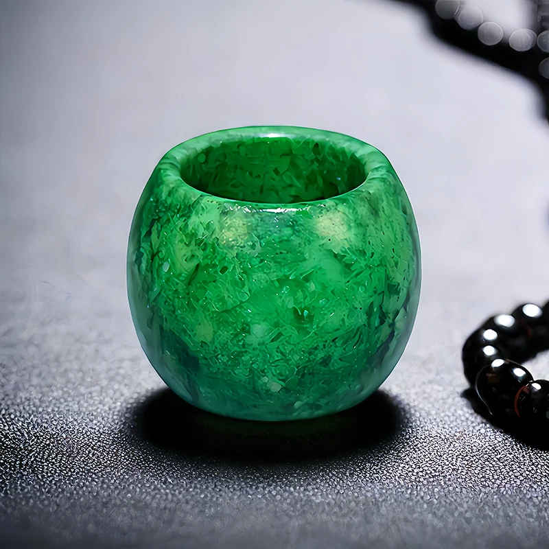 Vintage Fashion Outfit - 22mm Green Real Jade Rings for