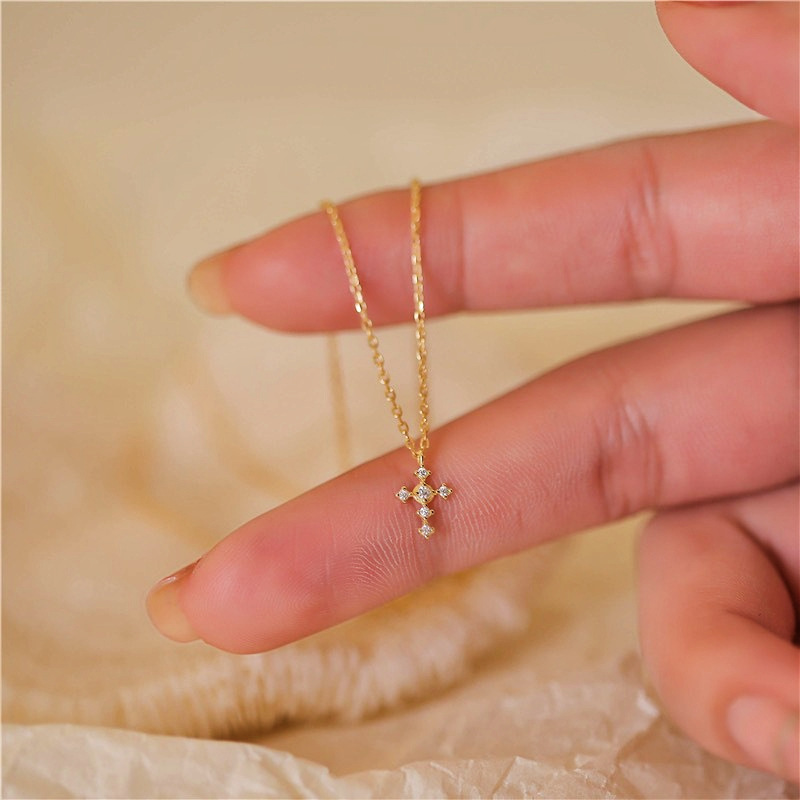 Vintage Fashion Show - S925 Sterling Silver Cross Zircon Pendant