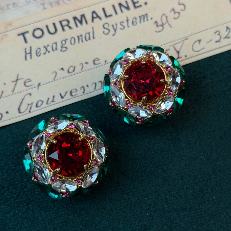 Vintage Fashion Jewelry Brands - Vintage Red Crystal White Zirconia Green