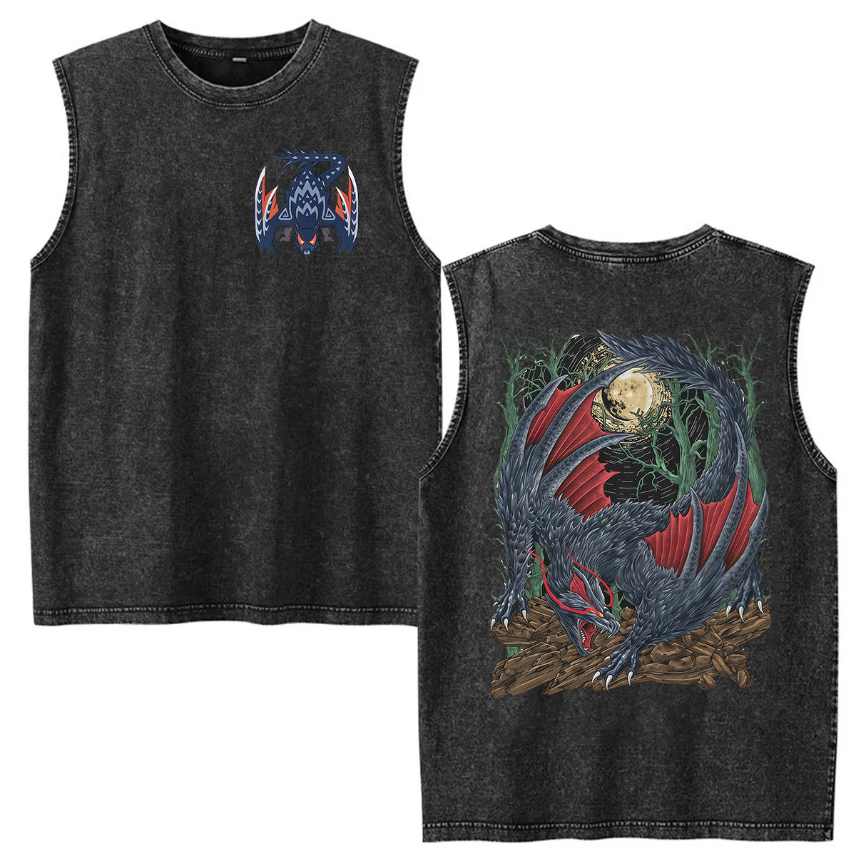 Vintage Fashion Game - Vintage Washed Vest Monster Hunter Nargacuga
