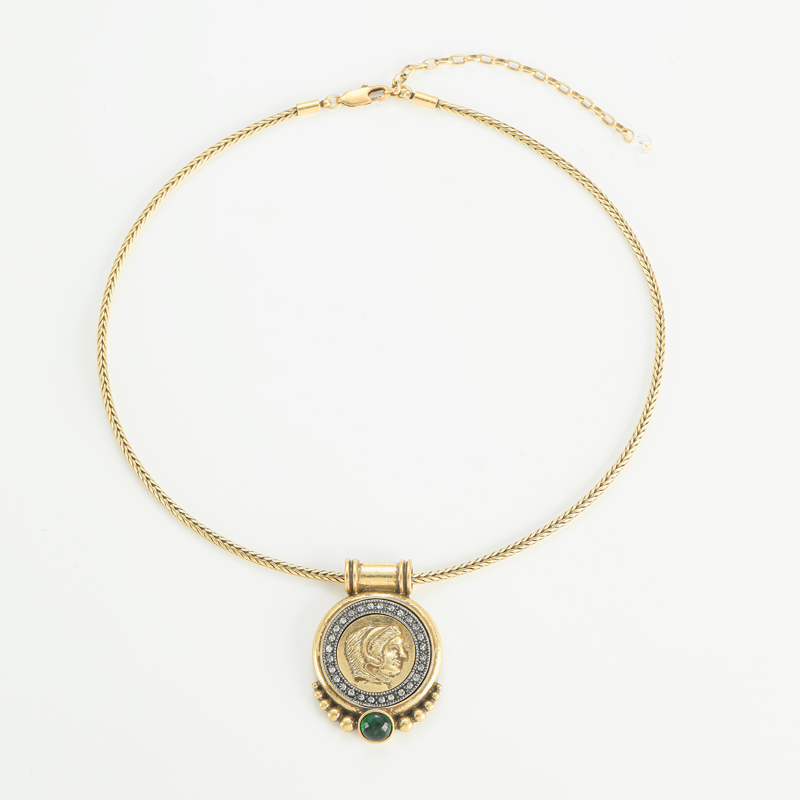 Head Ancient Coin Pendant Chok - Vintage Fashion Jewelry Brands 评论和价格