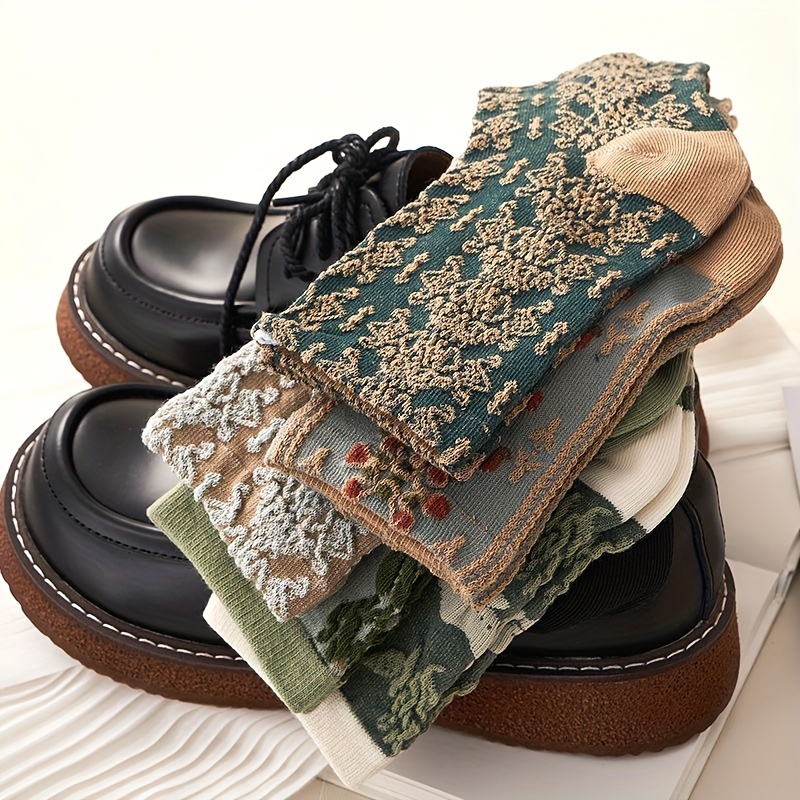5 Pairs Mixed Color Vintage Em - Vintage Fashion Retro Outfit 评论和价格