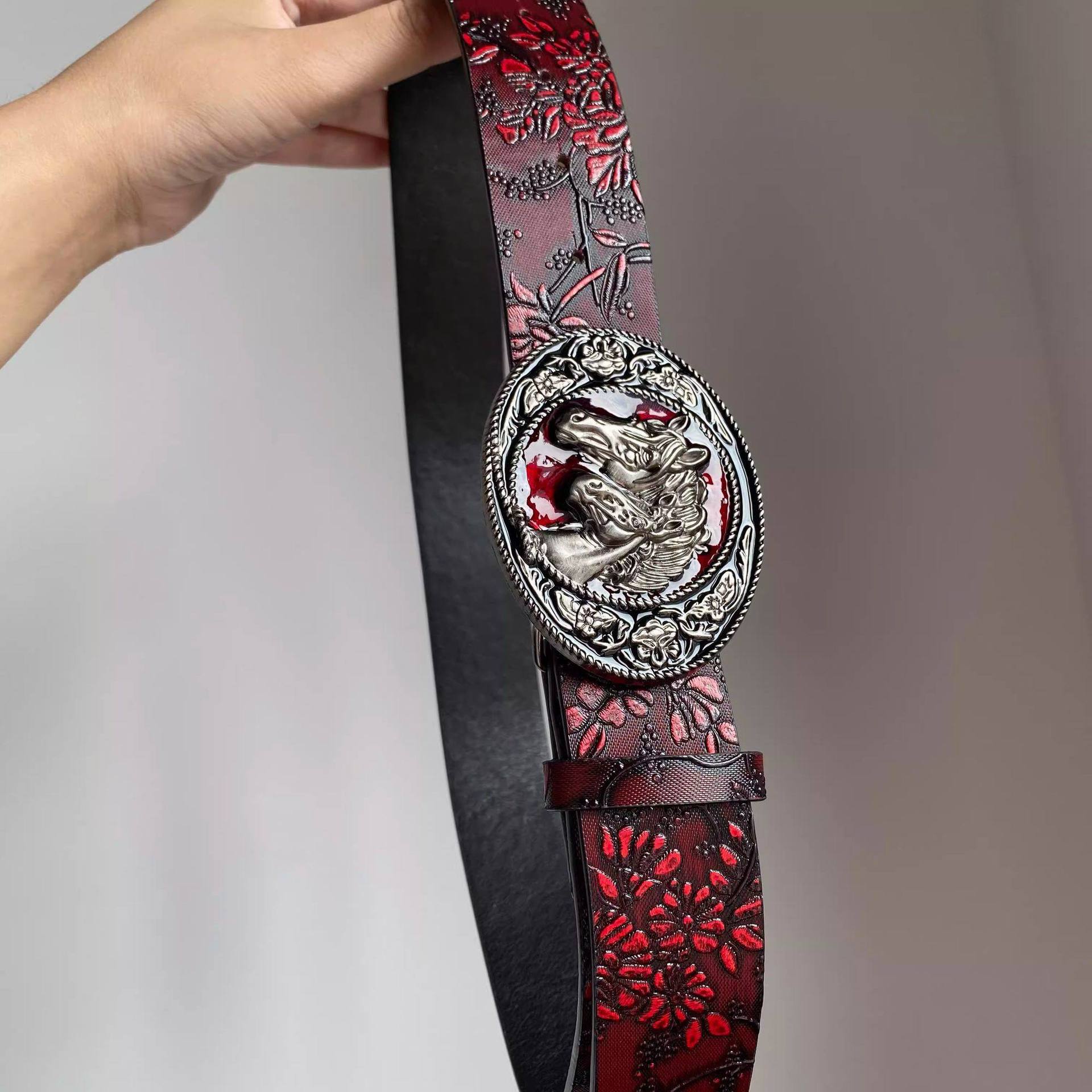 Vintage Red Floral Waist Belt  - Vintage Fashion Outfits Men 评论和价格